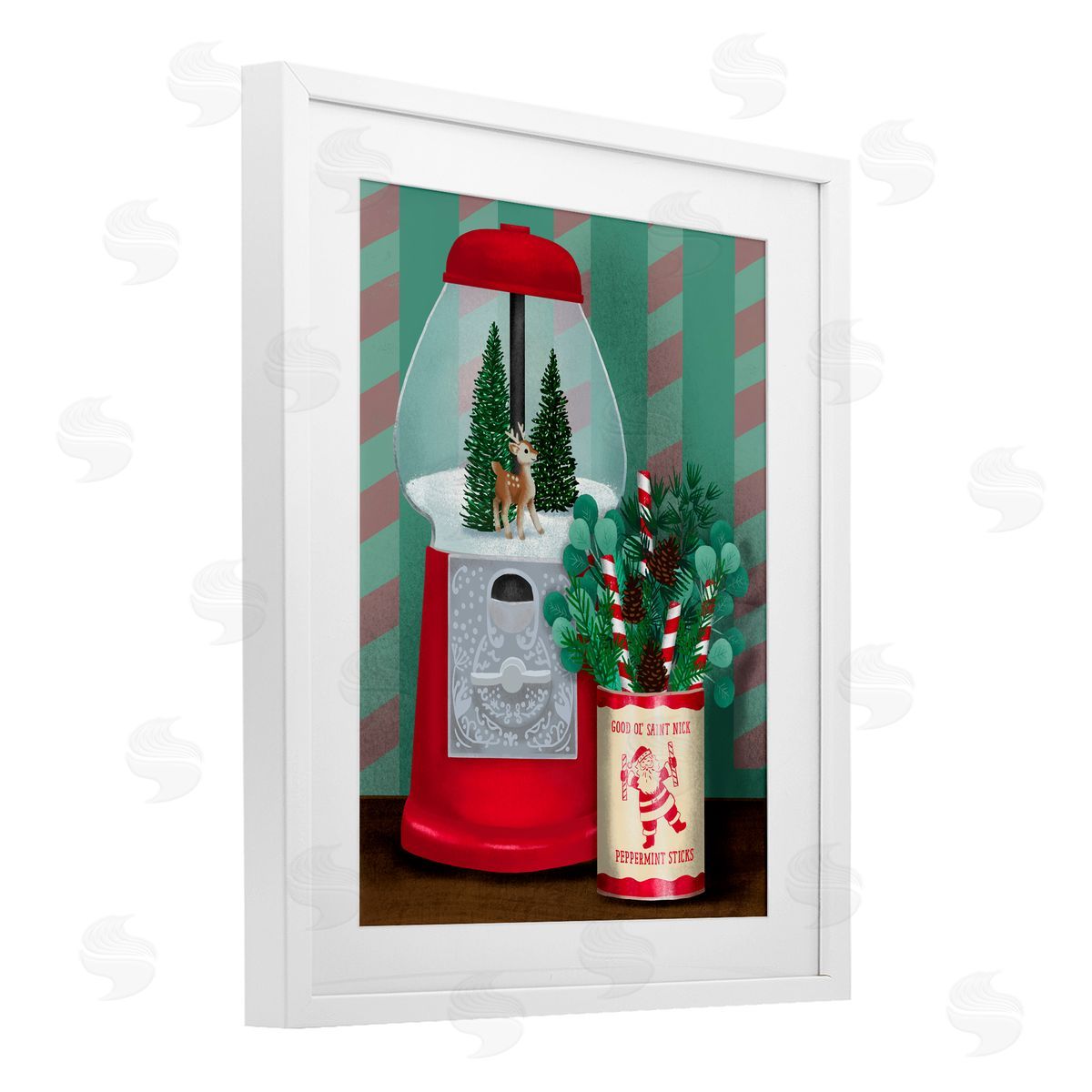 Jilly Jack Designs Vintage Christmas Gumball Machine Canvas Wall Art Print