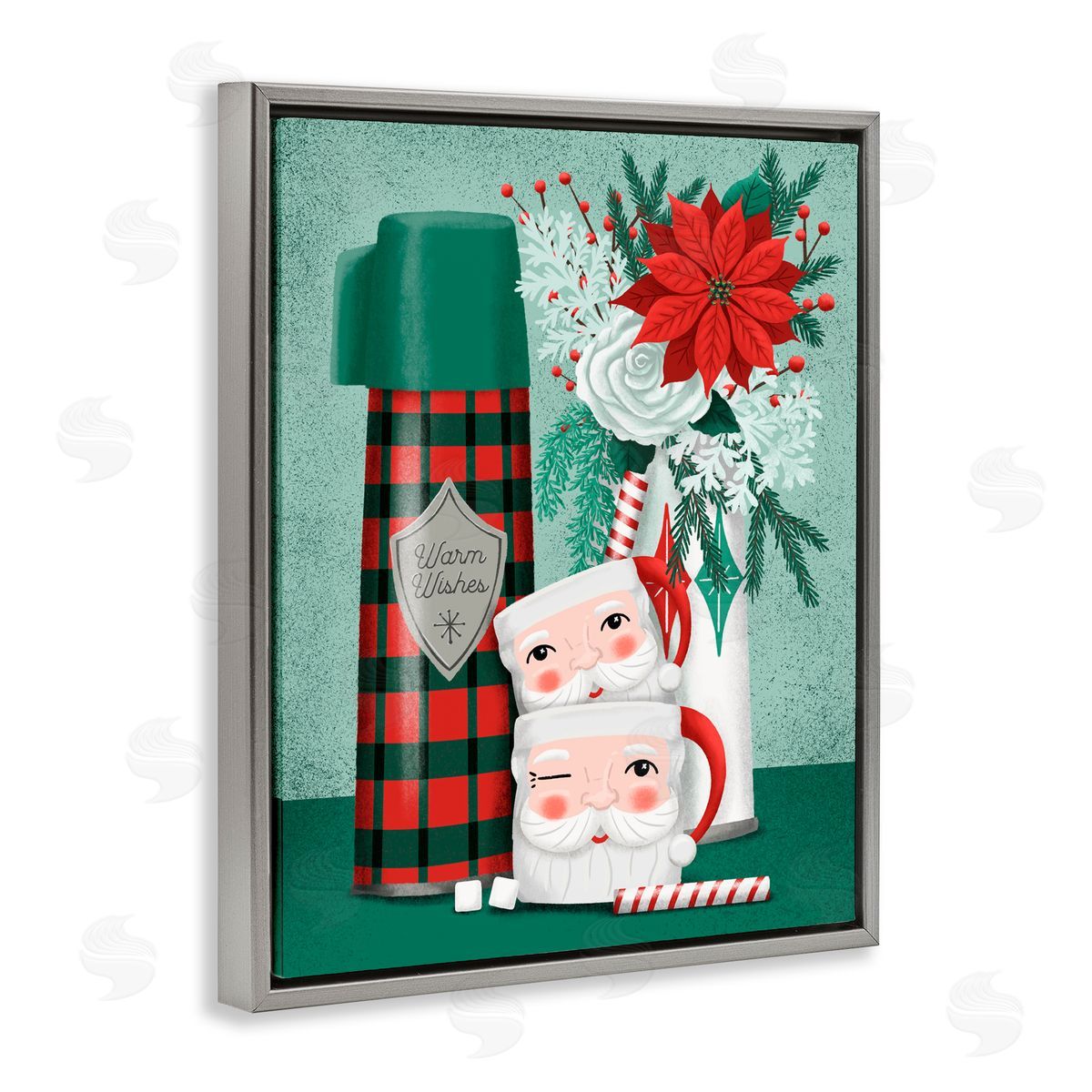 Jilly Jack Designs Vintage Santa Mugs & Thermos Canvas Wall Art Print