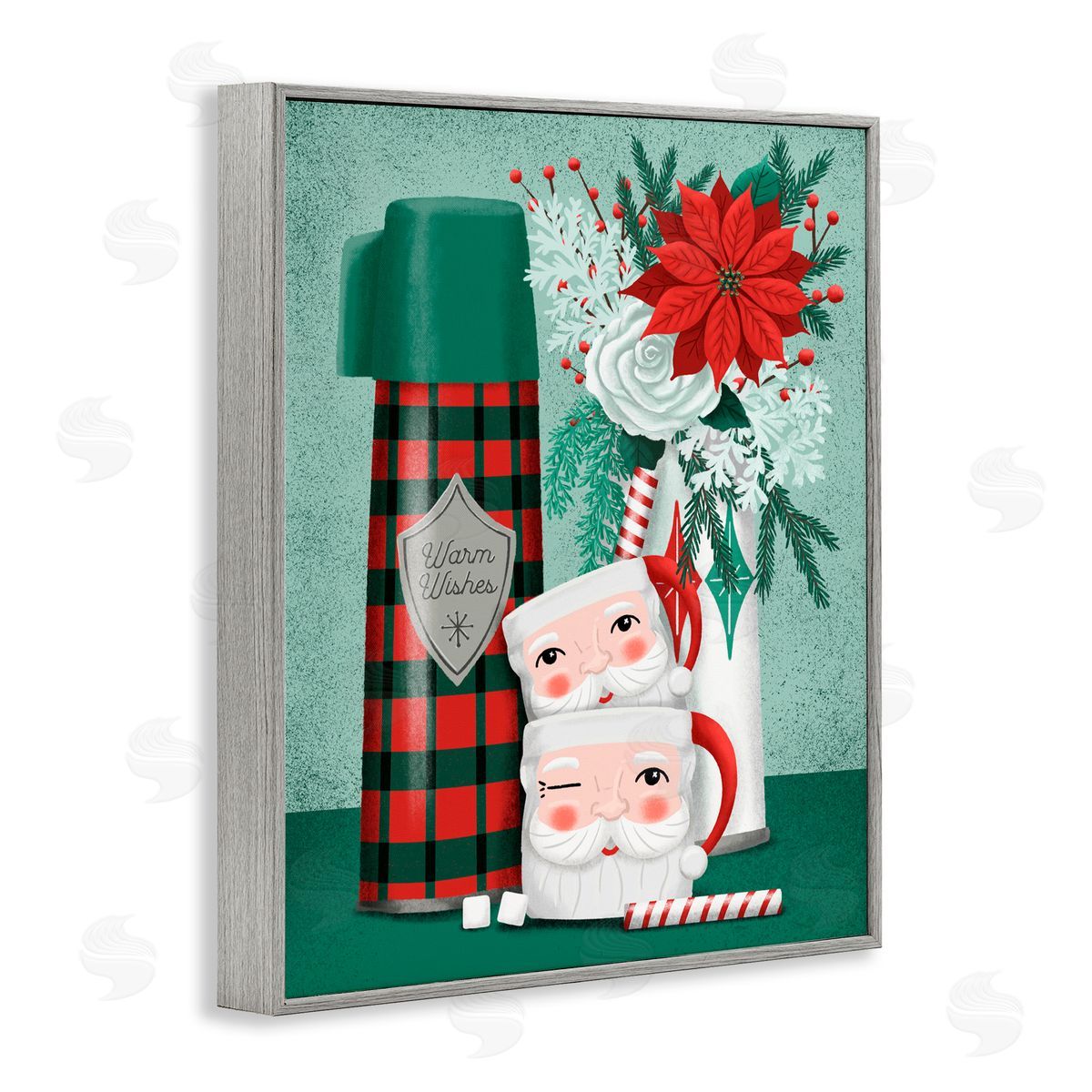 Jilly Jack Designs Vintage Santa Mugs & Thermos Canvas Wall Art Print