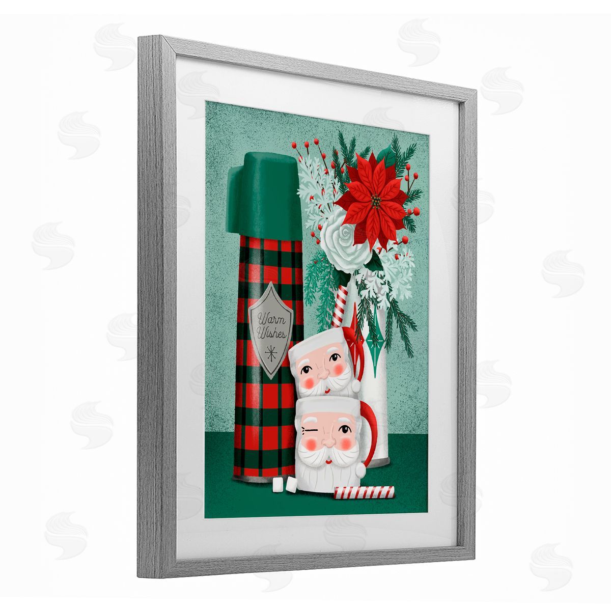 Jilly Jack Designs Vintage Santa Mugs & Thermos Canvas Wall Art Print