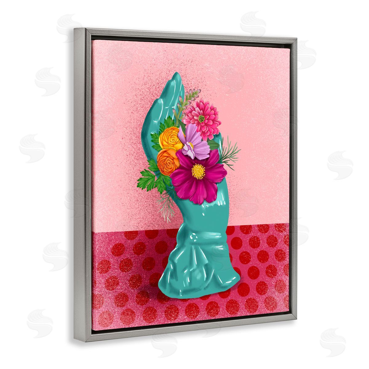 Jilly Jack Designs Vintage Hand Floral Sculpture Canvas Wall Art Print