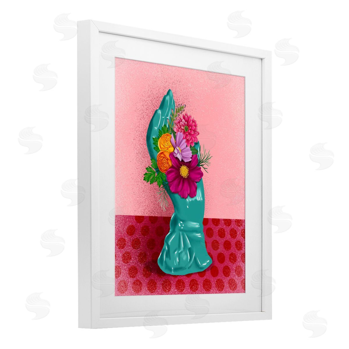 Jilly Jack Designs Vintage Hand Floral Sculpture Canvas Wall Art Print