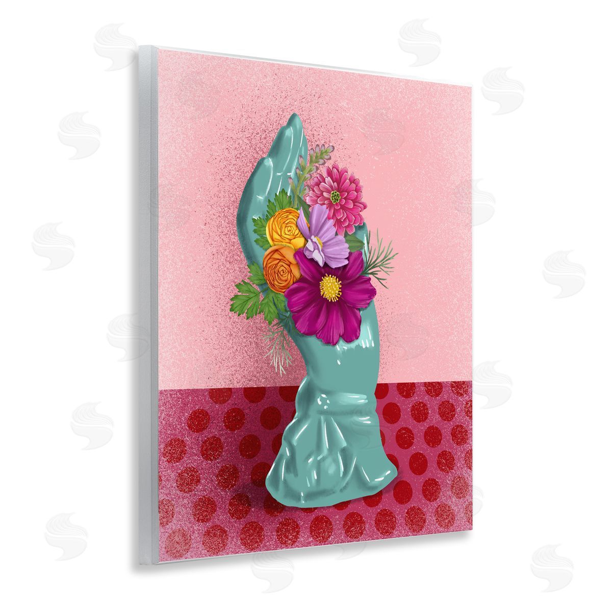 Jilly Jack Designs Vintage Hand Floral Sculpture Canvas Wall Art Print