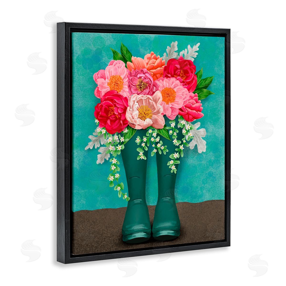 Jilly Jack Designs Peony Rain Boots Bundle Canvas Wall Art Print