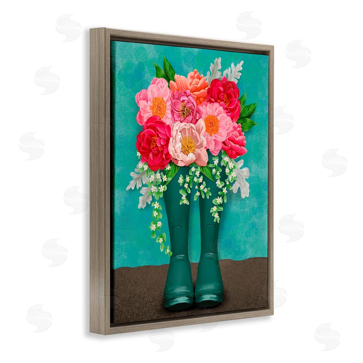 Jilly Jack Designs Peony Rain Boots Bundle Canvas Wall Art Print