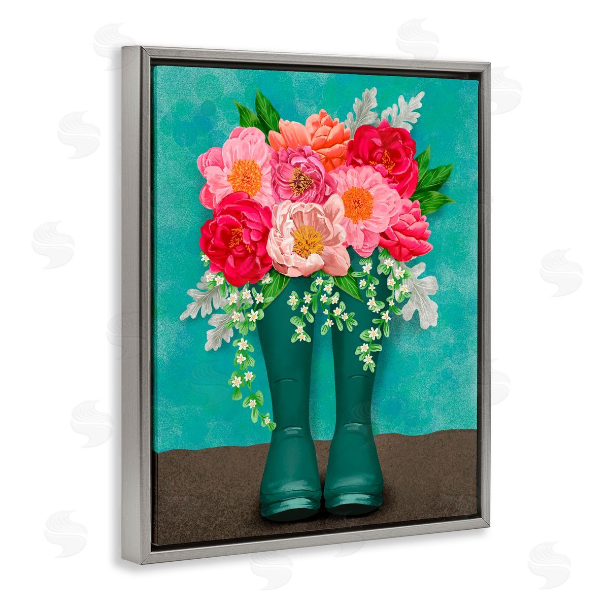 Jilly Jack Designs Peony Rain Boots Bundle Canvas Wall Art Print