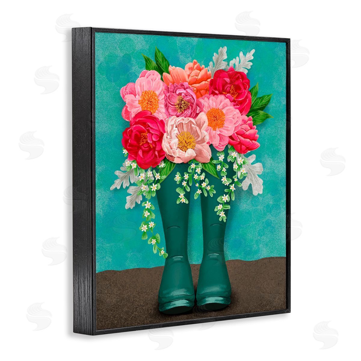 Jilly Jack Designs Peony Rain Boots Bundle Canvas Wall Art Print