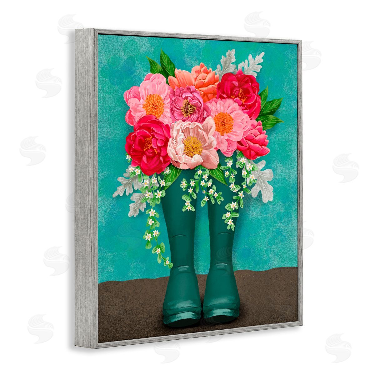Jilly Jack Designs Peony Rain Boots Bundle Canvas Wall Art Print