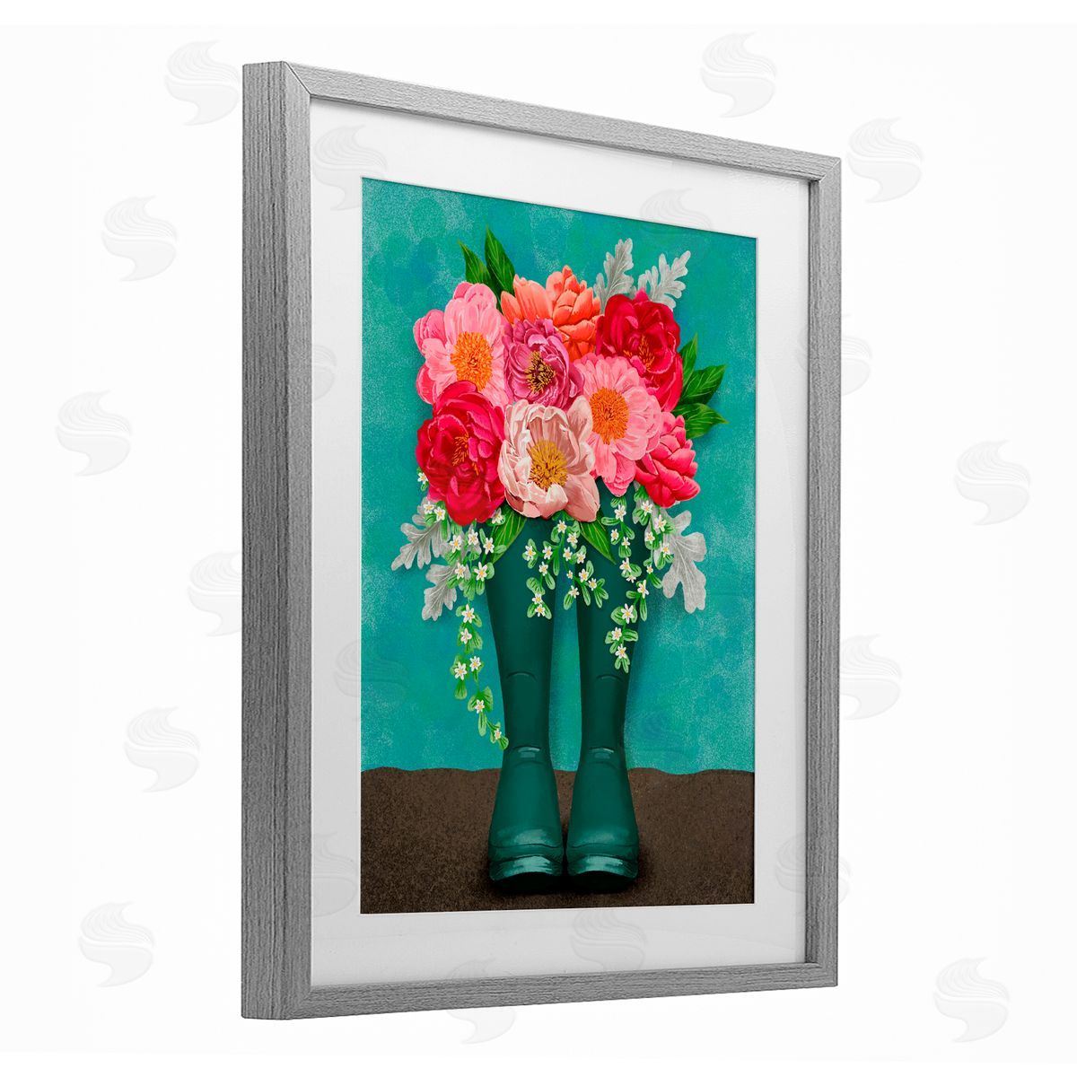 Jilly Jack Designs Peony Rain Boots Bundle Canvas Wall Art Print