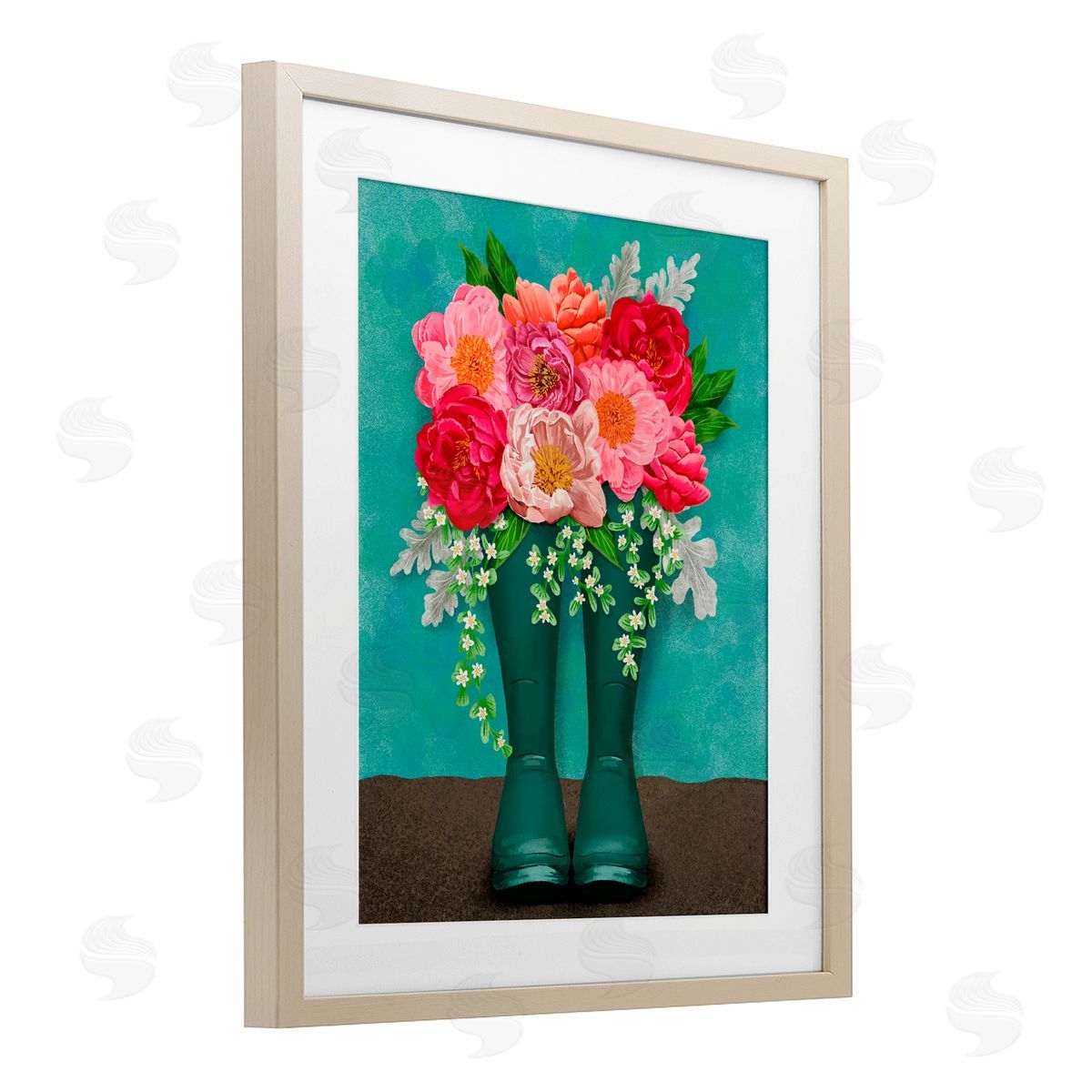 Jilly Jack Designs Peony Rain Boots Bundle Canvas Wall Art Print