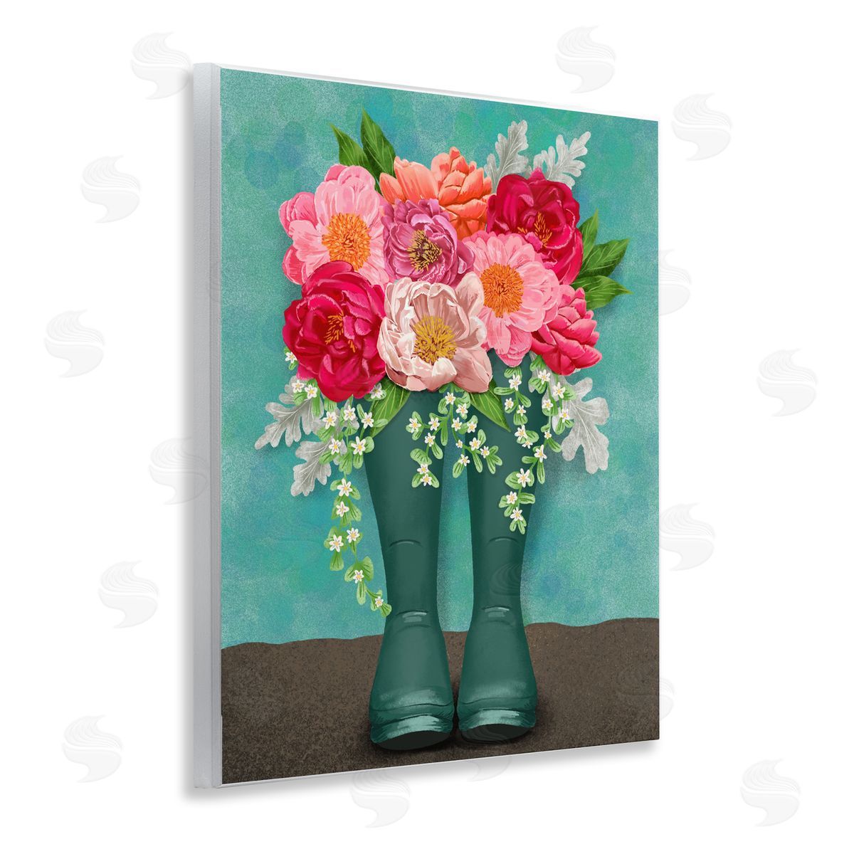 Jilly Jack Designs Peony Rain Boots Bundle Canvas Wall Art Print