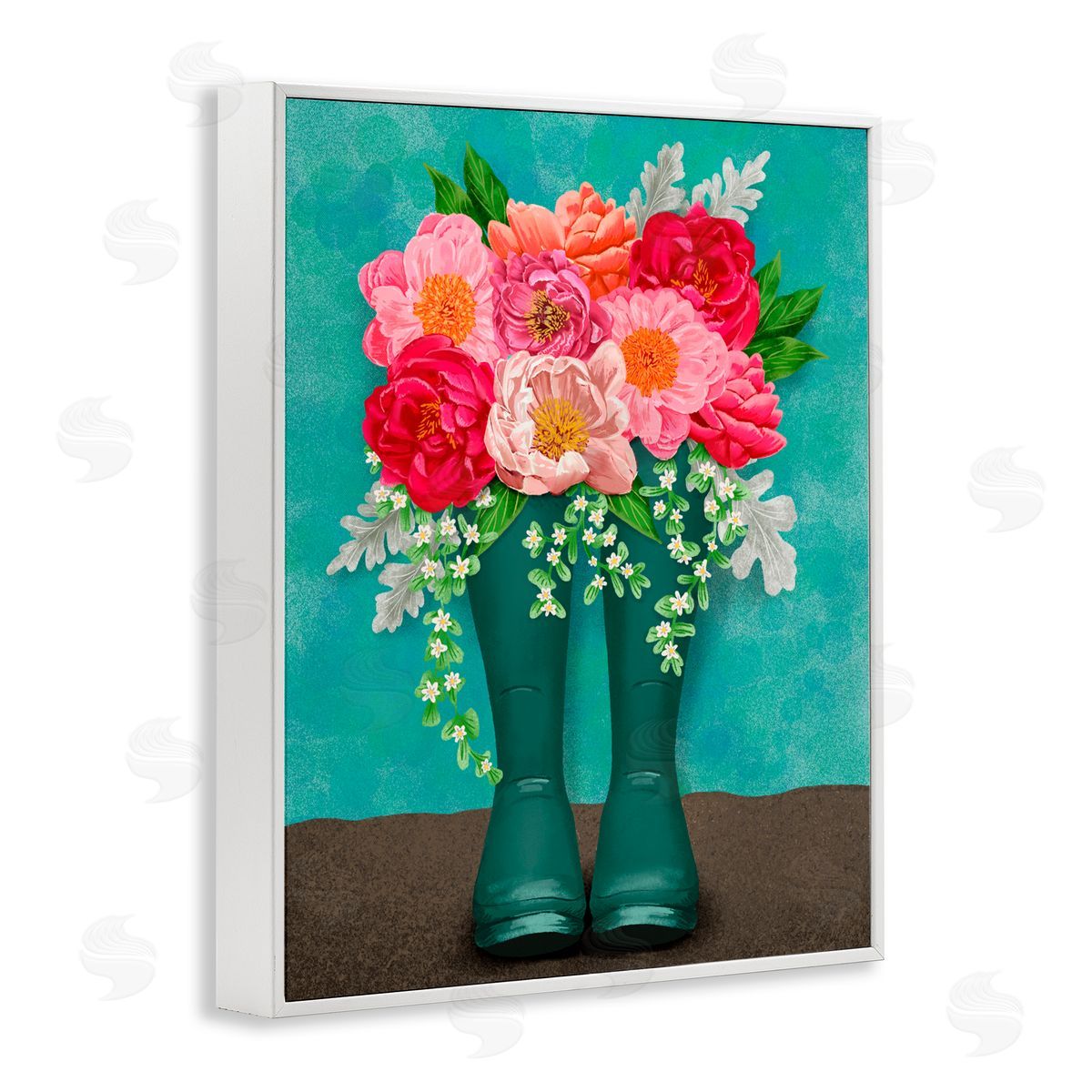 Jilly Jack Designs Peony Rain Boots Bundle Canvas Wall Art Print