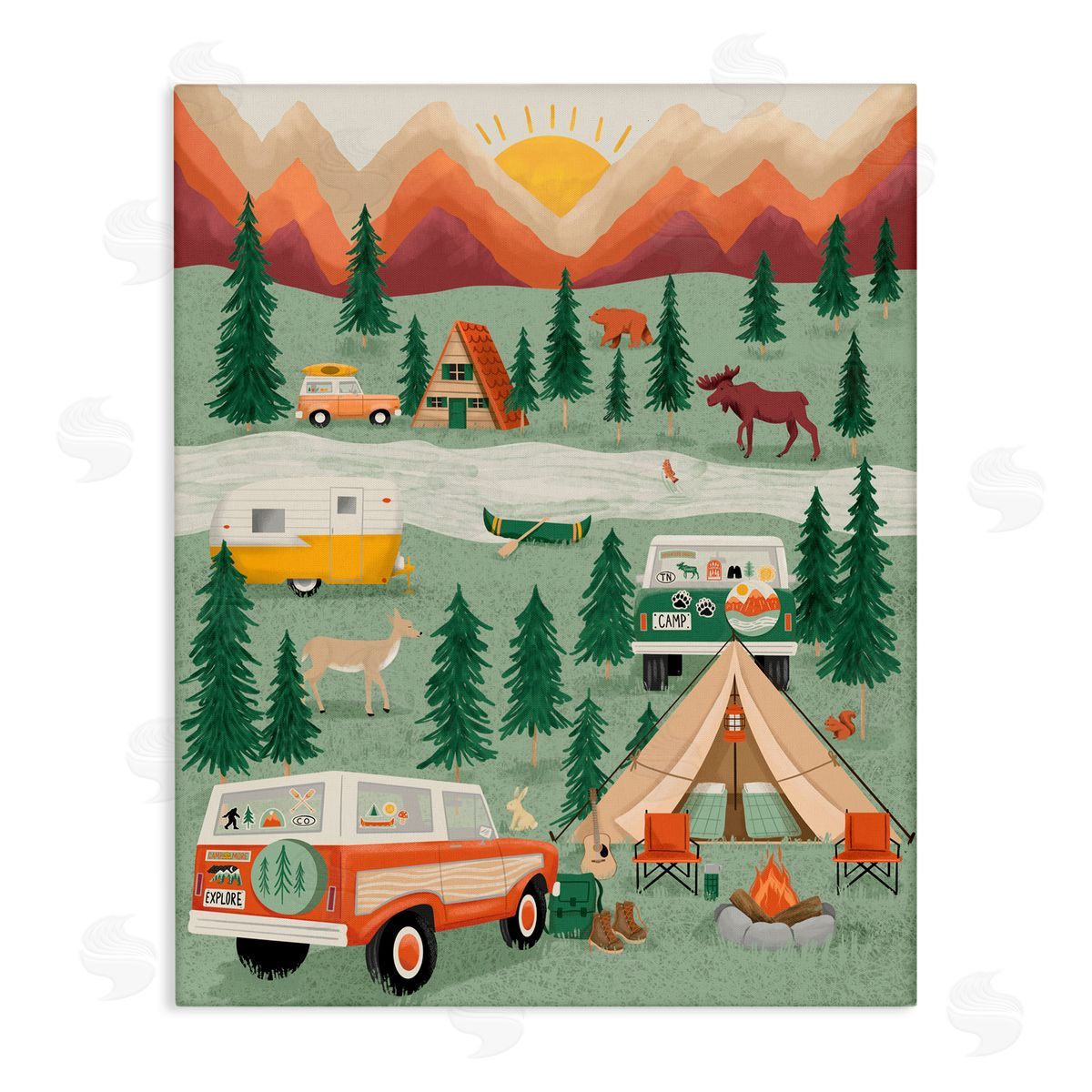 Jilly Jack Designs Great Outdoors Campground Canvas Wall Art Print