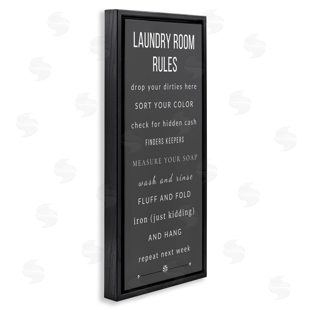 Julia Frost, Jenny Faw Grey Rules of Laundry Room Black Floating Frame Canvas Wall Art Print