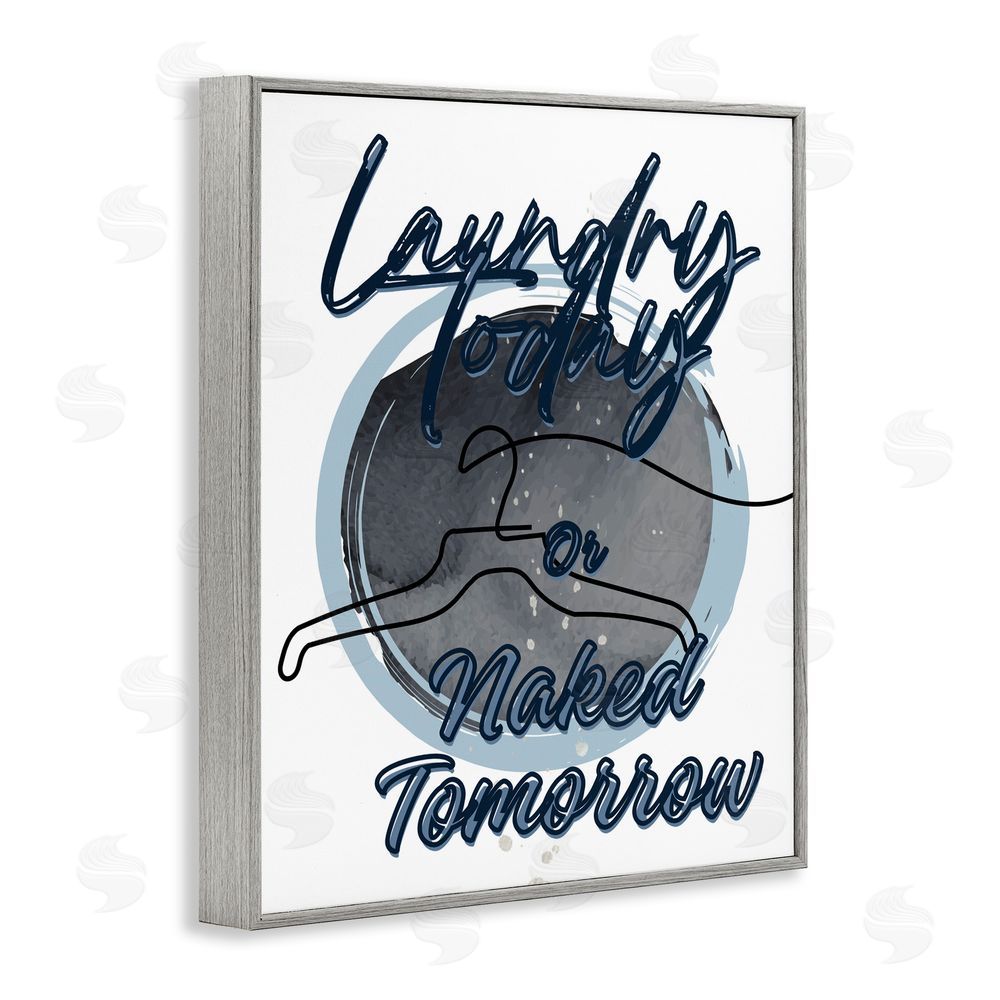 Jesse Keith Laundry Phrase with Hanger Contour Gray Framed Giclee Print Wall Art