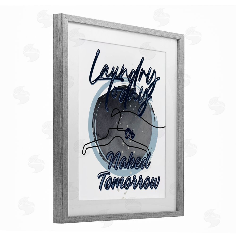 Jesse Keith Laundry Phrase with Hanger Contour Gray Framed Print Under Glass Wall Art