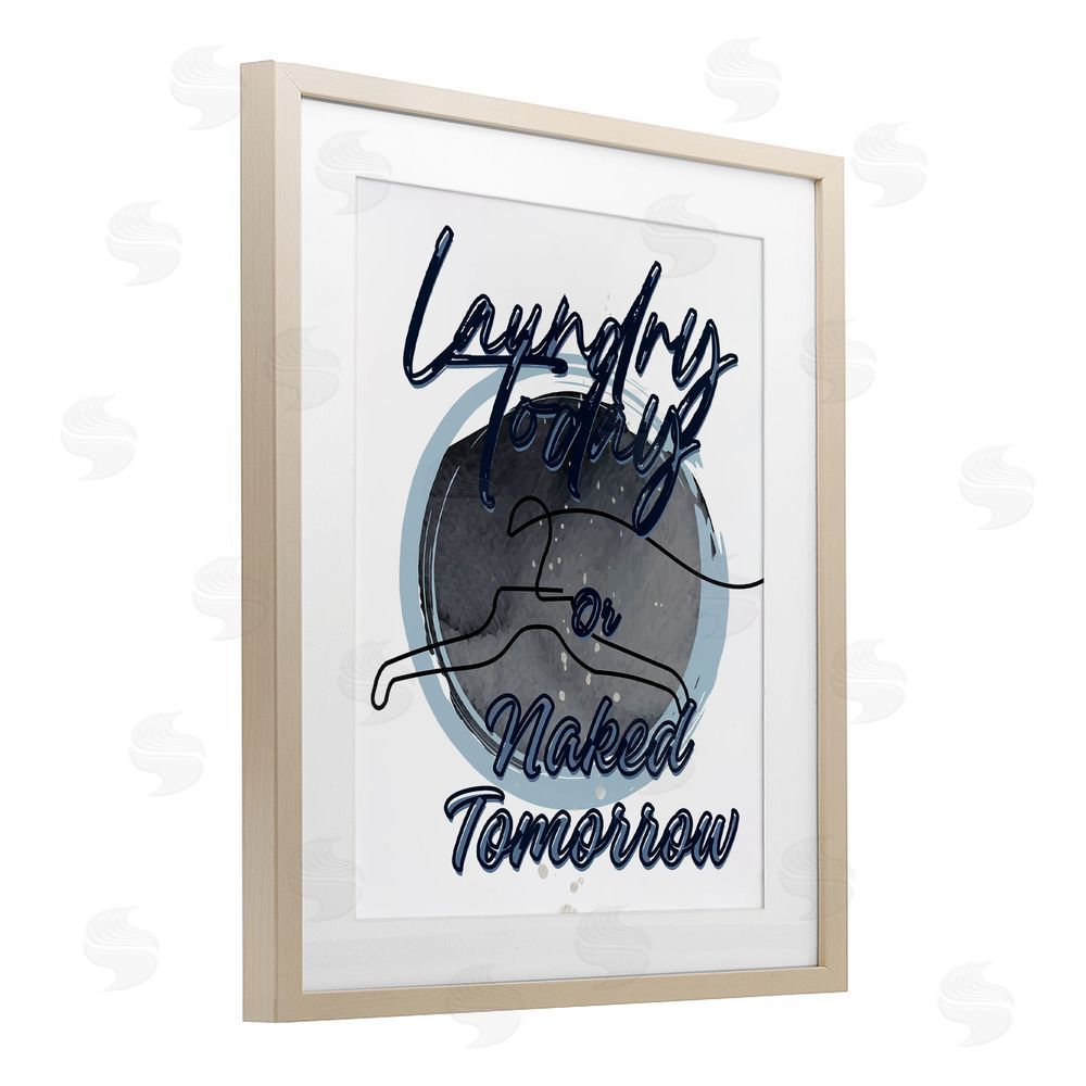 Jesse Keith Laundry Phrase with Hanger Contour Brown Framed Print Under Glass Wall Art