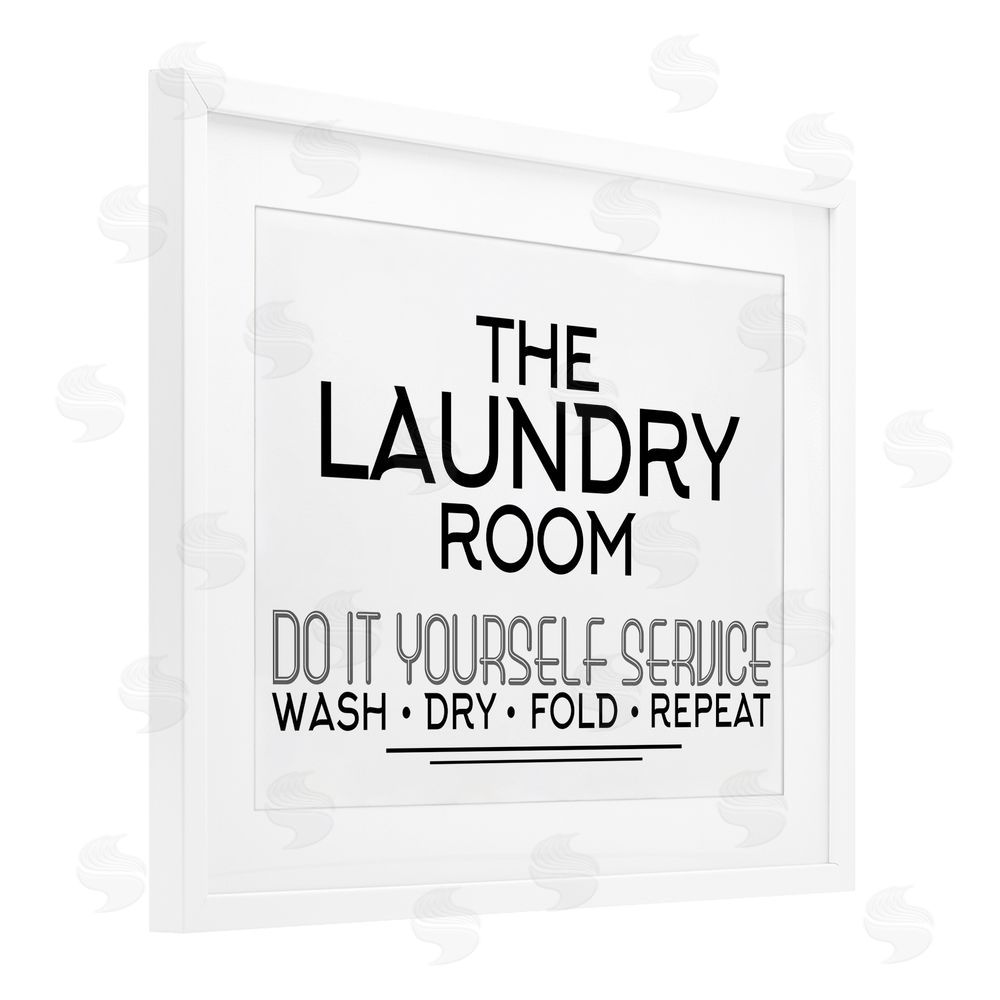 Kim Allen Do It Yourself Laundry Minimal White Framed Print Under Glass Wall Art