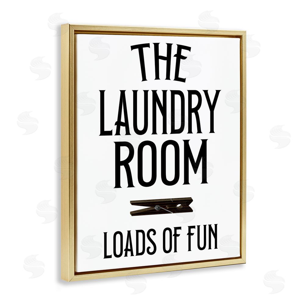 Kim Allen Loads Of Fun Clothespin Gold Floating Frame Canvas Wall Art Print