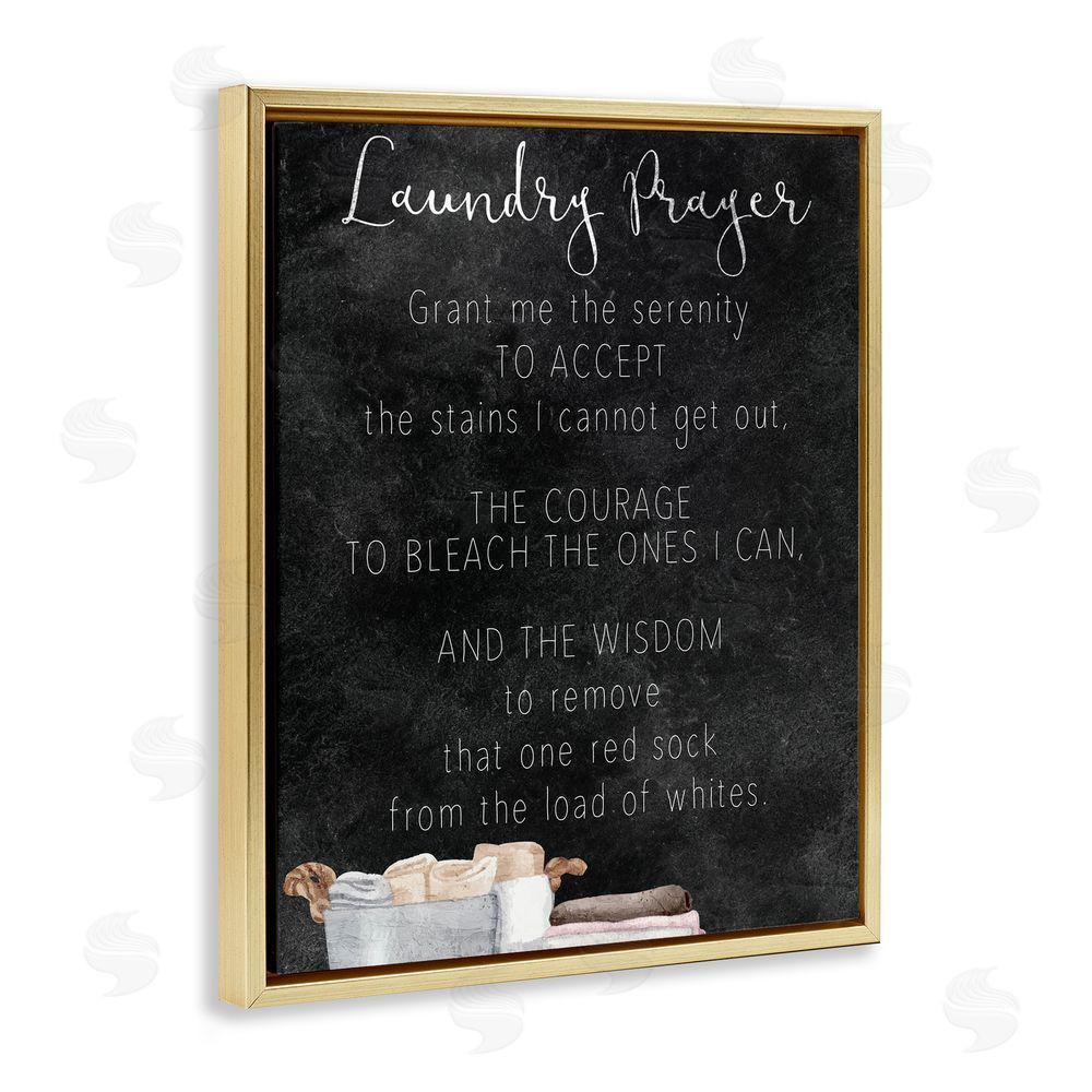 Kim Allen Accept The Stains Laundry Prayer Gold Floating Frame Canvas Wall Art Print