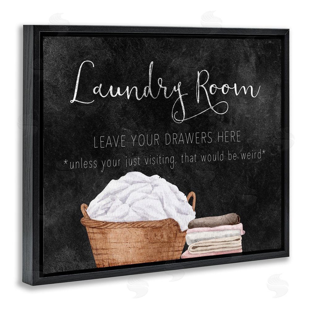 Kim Allen Leave Your Drawers Laundry Black Floating Frame Canvas Wall Art Print