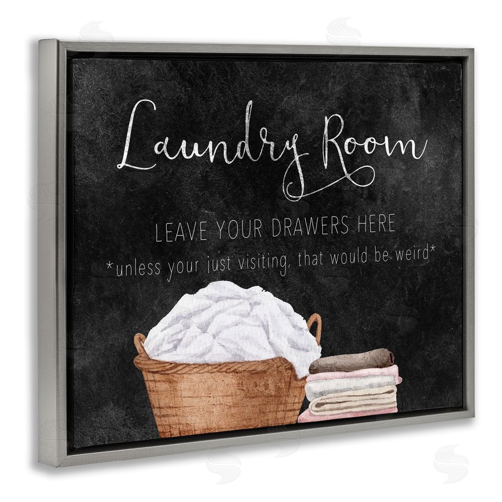 Kim Allen Leave Your Drawers Laundry Gray Floating Frame Canvas Wall Art Print