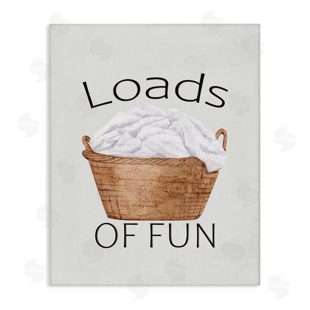 Kim Allen Loads Of Fun Laundry Basket Stretched Canvas Wall Art Print