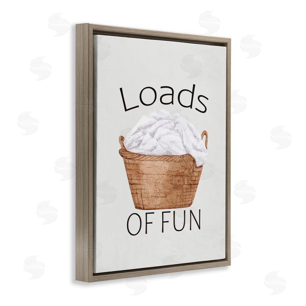 Kim Allen Loads Of Fun Laundry Basket Brown Floating Frame Canvas Wall Art Print