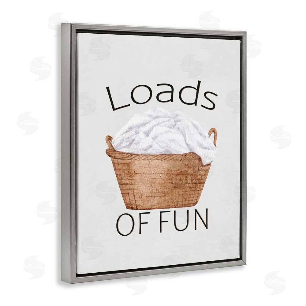 Kim Allen Loads Of Fun Laundry Basket Gray Floating Frame Canvas Wall Art Print