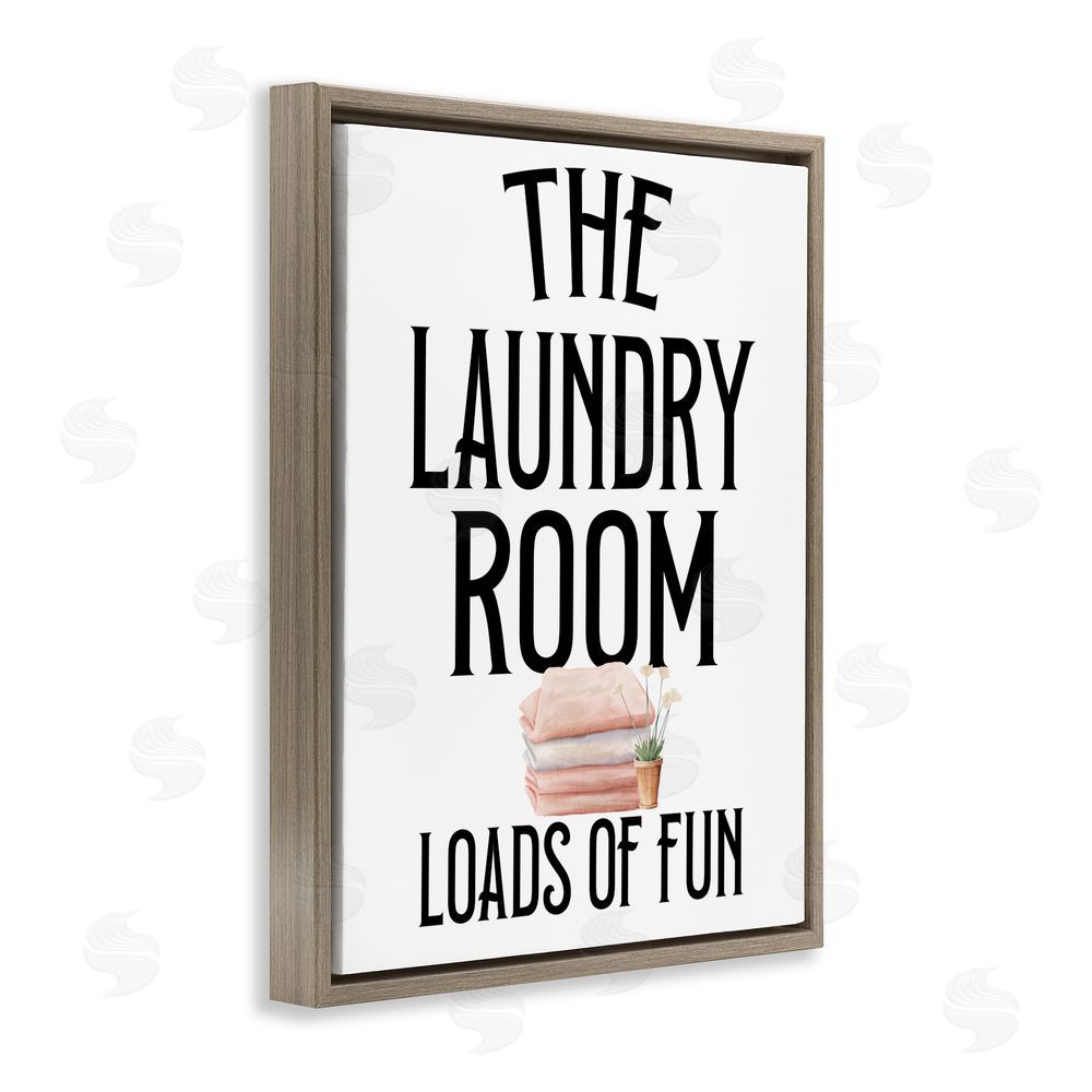 Kim Allen Laundry Room Fun Minimal Brown Floating Frame Canvas Wall Art Print