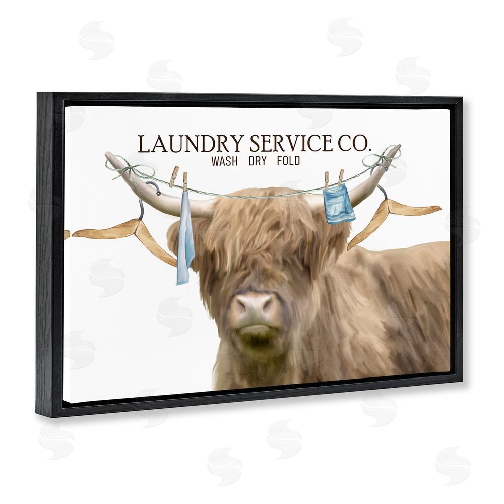 Kim Allen Laundry Service Cattle Black Floating Frame Canvas Wall Art Print