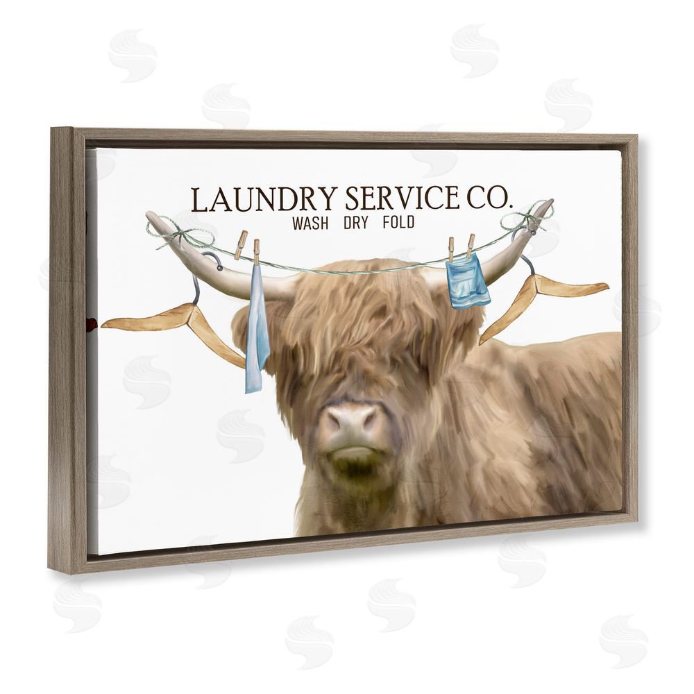 Kim Allen Laundry Service Cattle Brown Floating Frame Canvas Wall Art Print