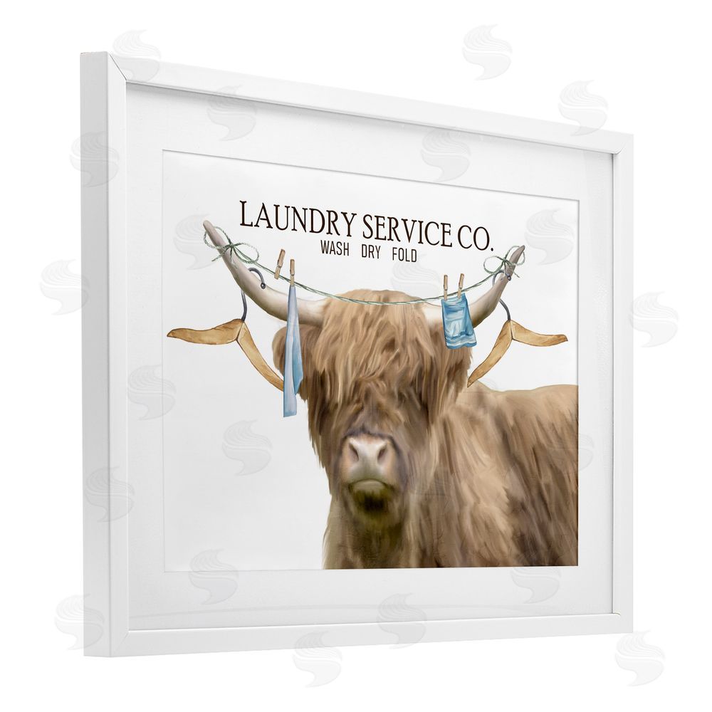 Kim Allen Laundry Service Cattle White Framed Print Under Glass Wall Art