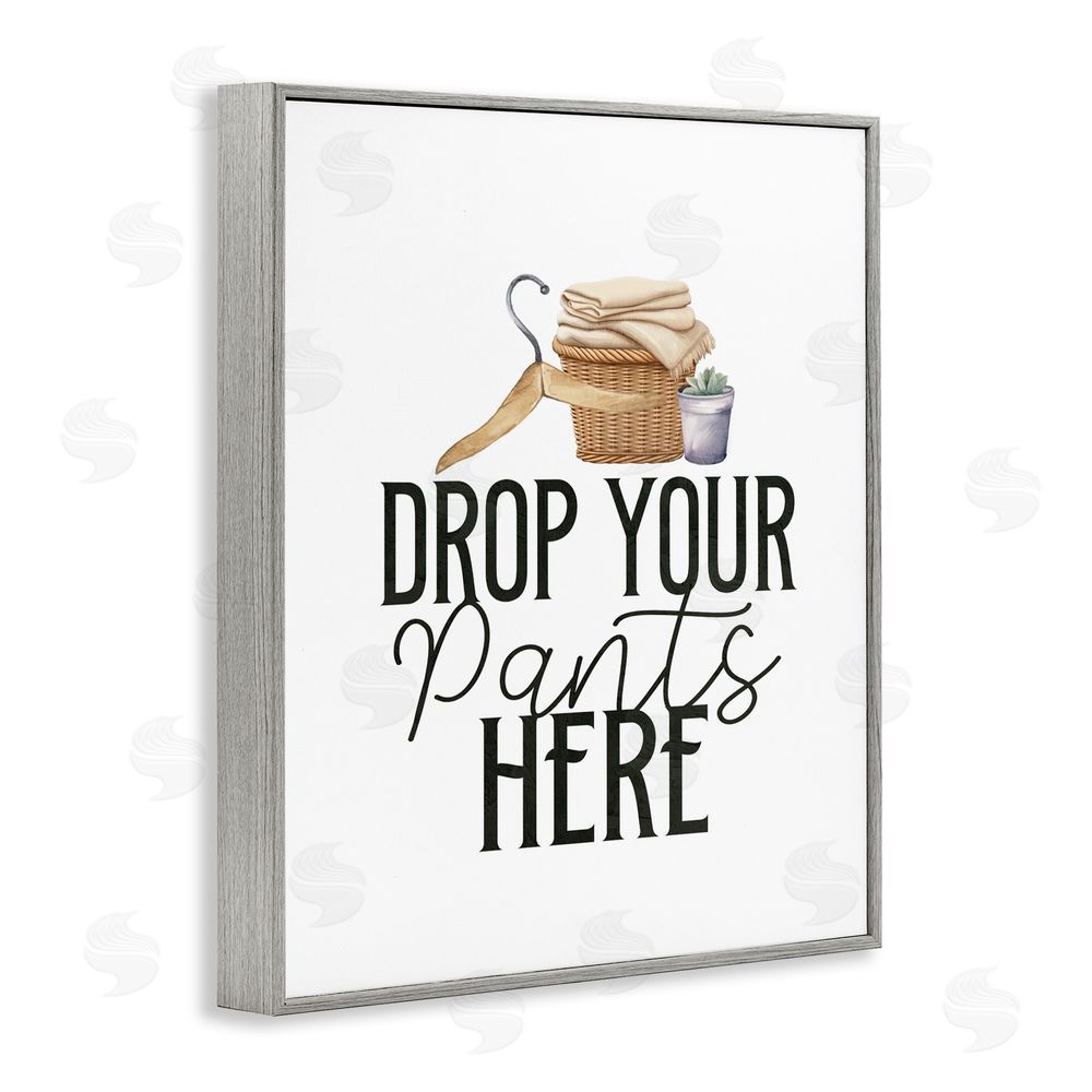 Kim Allen Drop Your Pants Here Minimal Gray Framed Giclee Print Wall Art