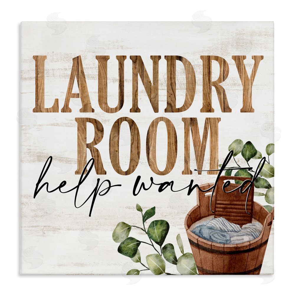 Kim Allen Help Wanted Rustic Laundry Room Stretched Canvas Wall Art Print