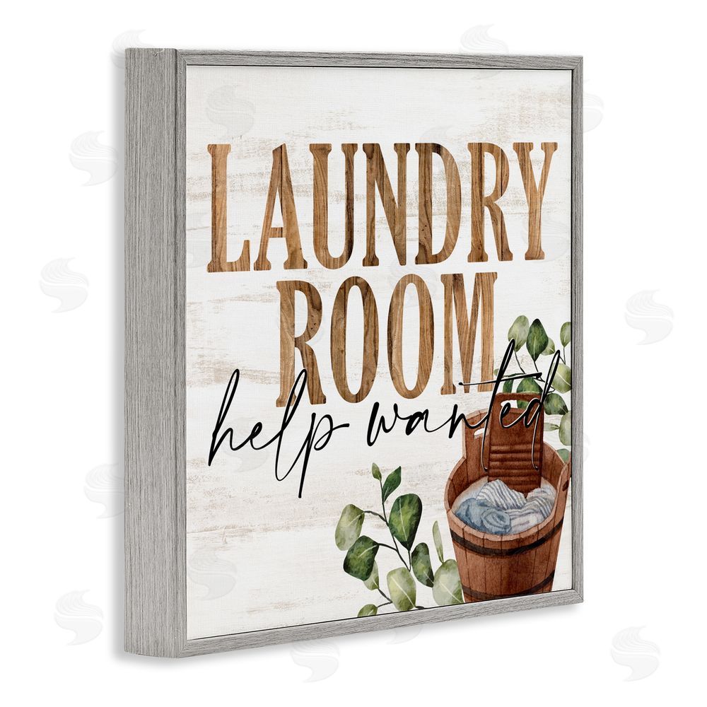 Kim Allen Help Wanted Rustic Laundry Room Gray Framed Giclee Print Wall Art