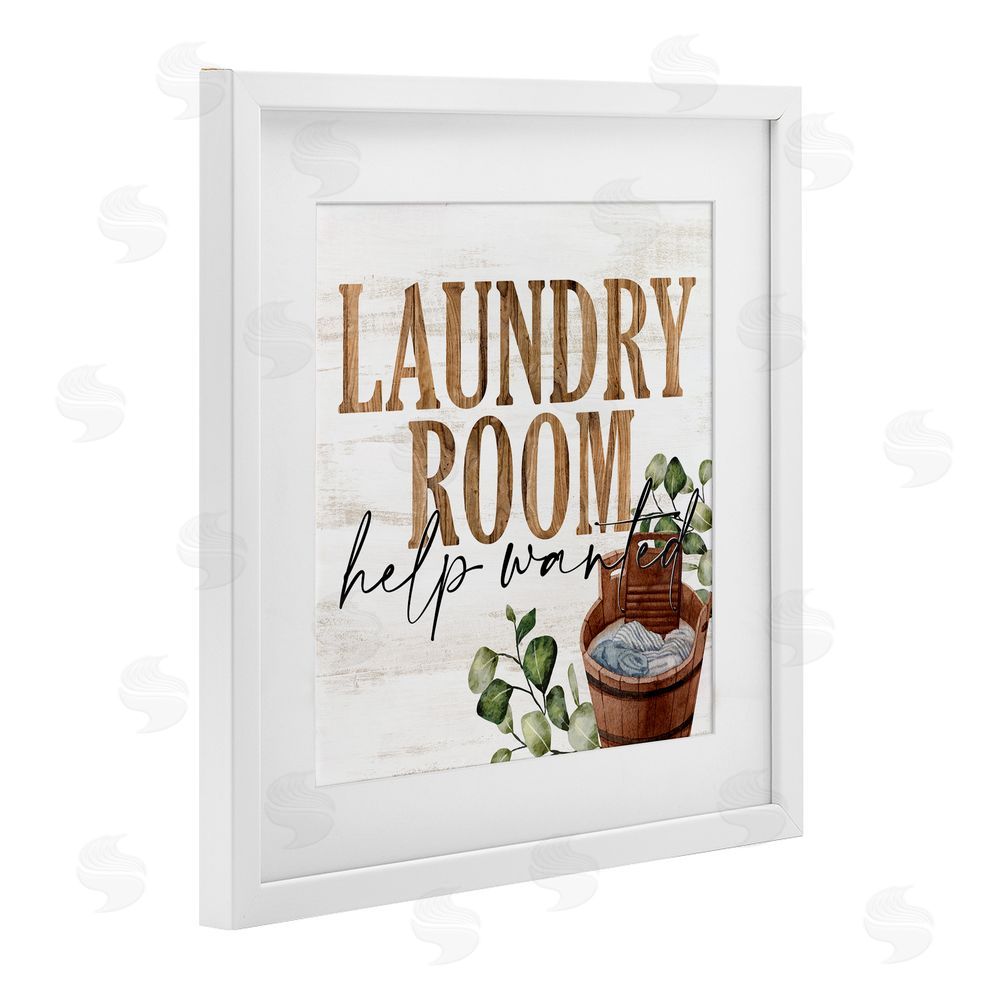 Kim Allen Help Wanted Rustic Laundry Room White Framed Print Under Glass Wall Art