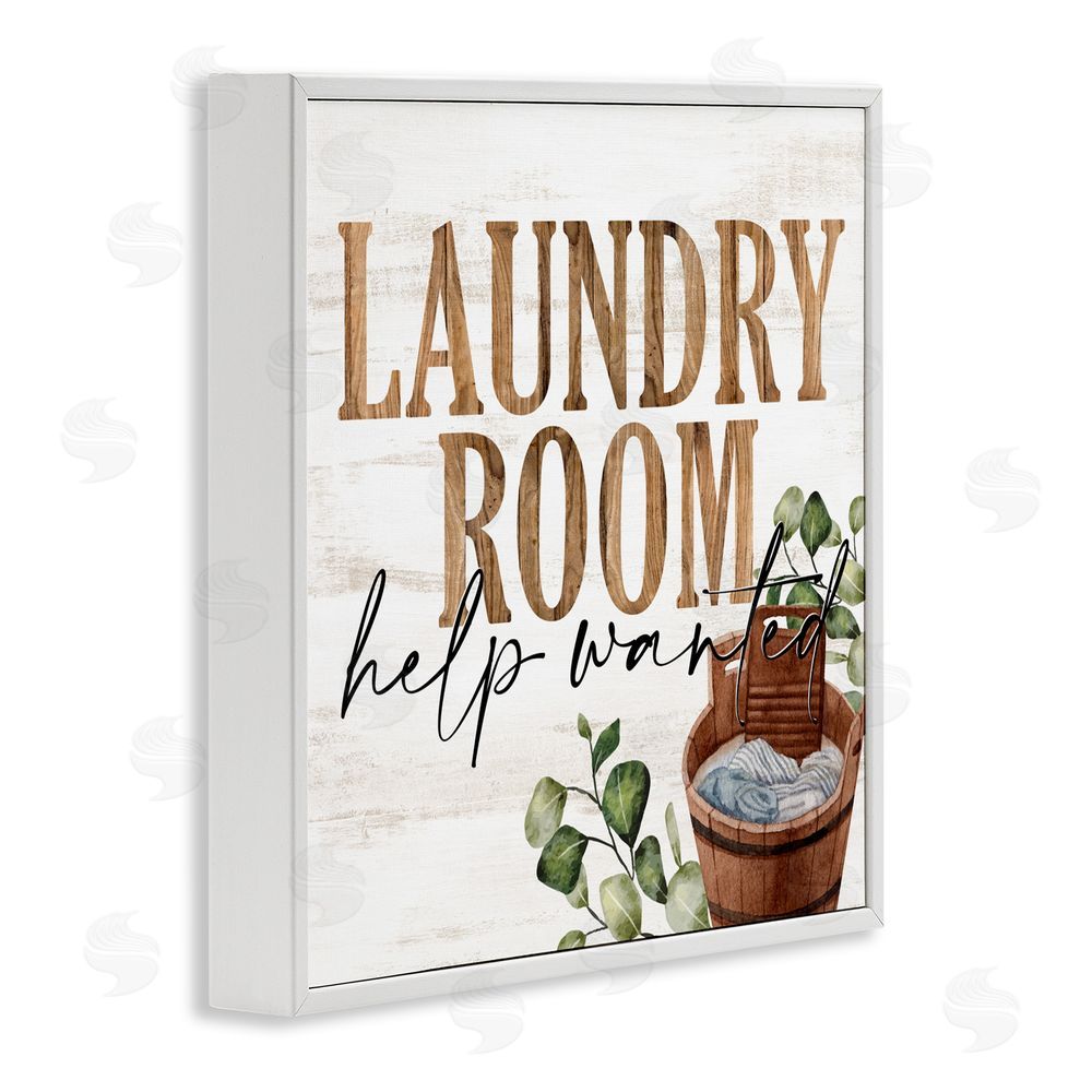 Kim Allen Help Wanted Rustic Laundry Room White Framed Giclee Print Wall Art