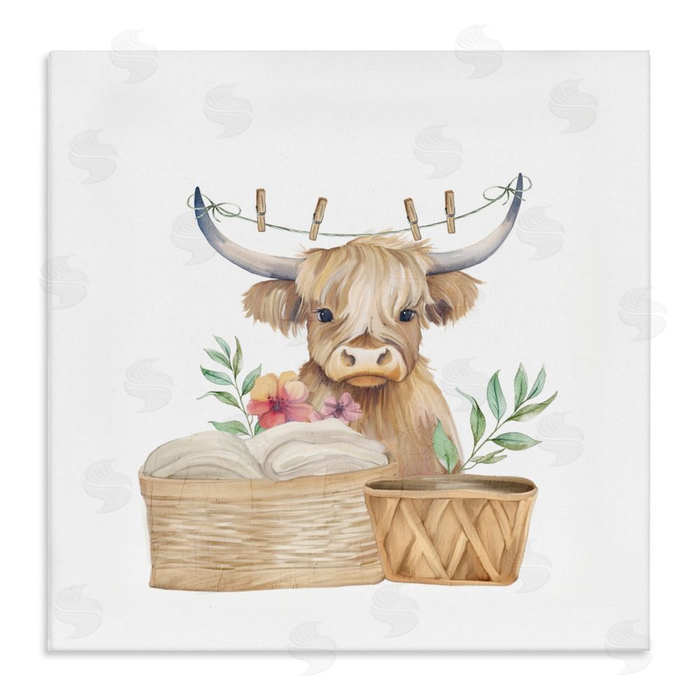 Kim Allen Laundry Day Baby Cattle Stretched Canvas Wall Art Print