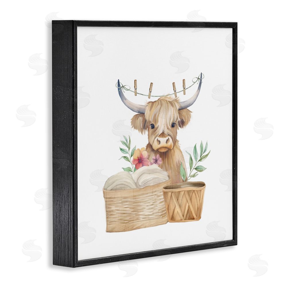 Kim Allen Laundry Day Baby Cattle Black Framed Giclee Print Wall Art