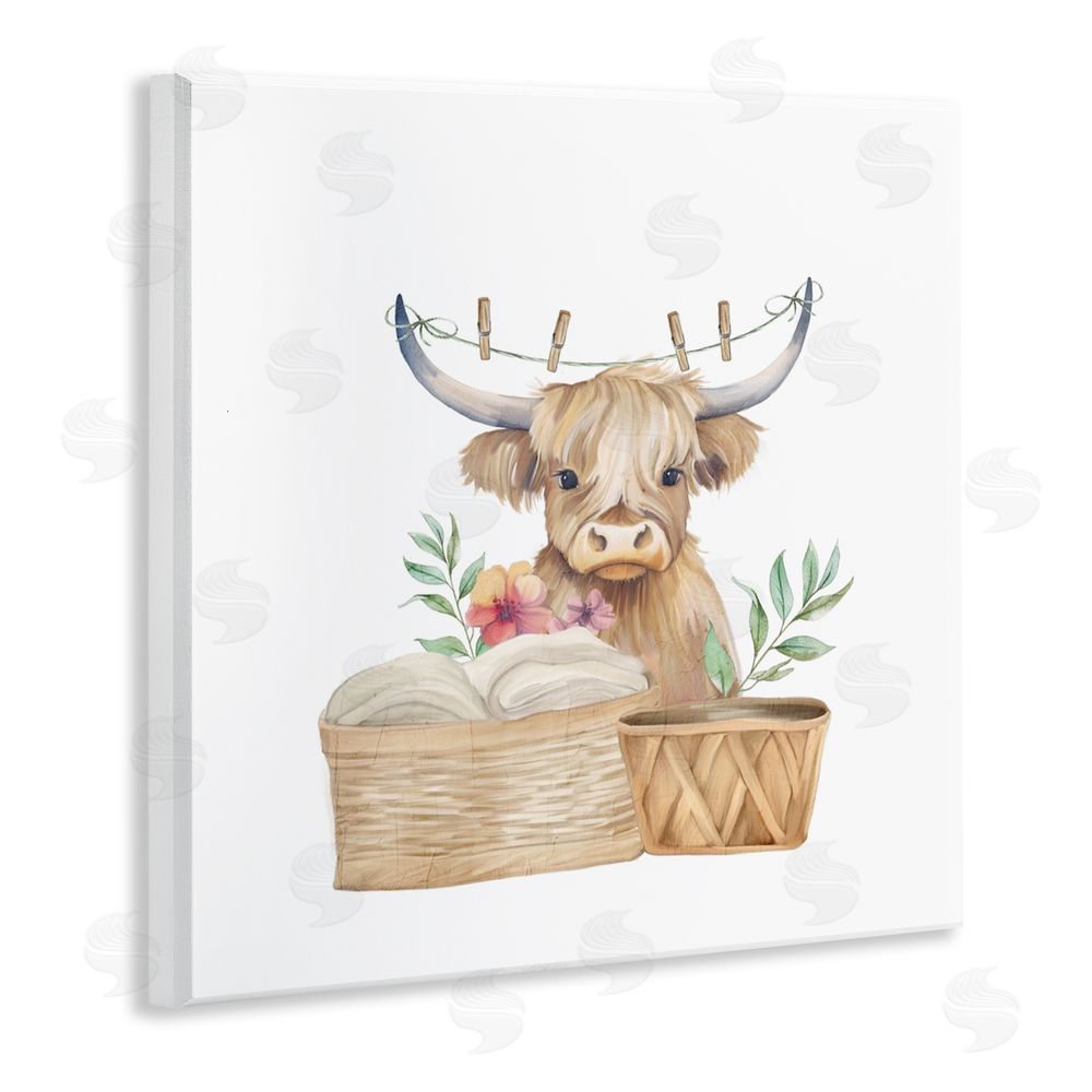 Kim Allen Laundry Day Baby Cattle Wooden Wall Plaque Art Print