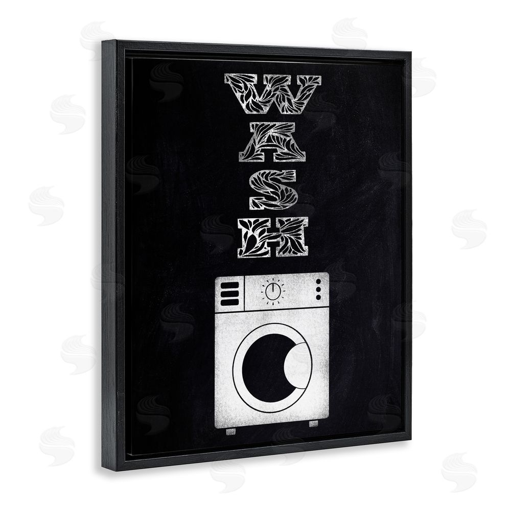Marcus Prime Laundry Wash Ornate Letters Black Floating Frame Canvas Wall Art Print