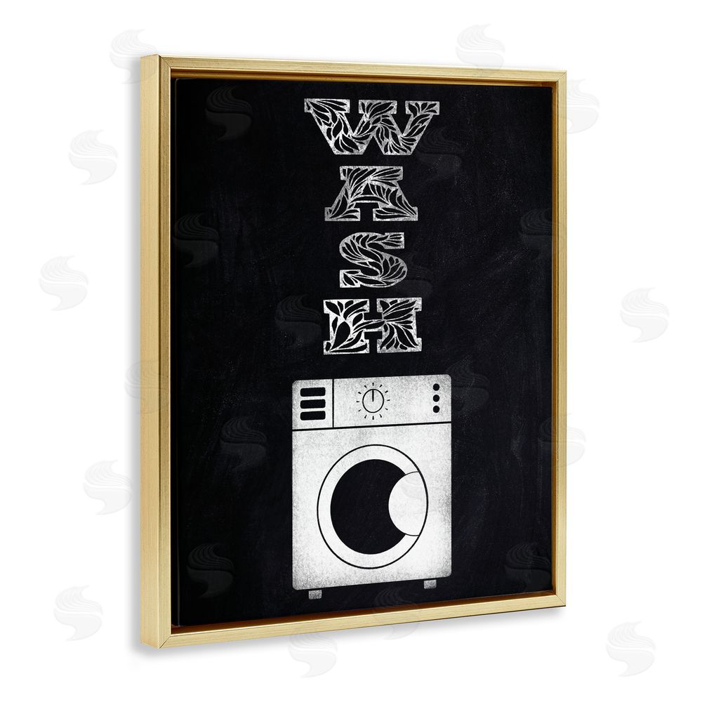 Marcus Prime Laundry Wash Ornate Letters Gold Floating Frame Canvas Wall Art Print