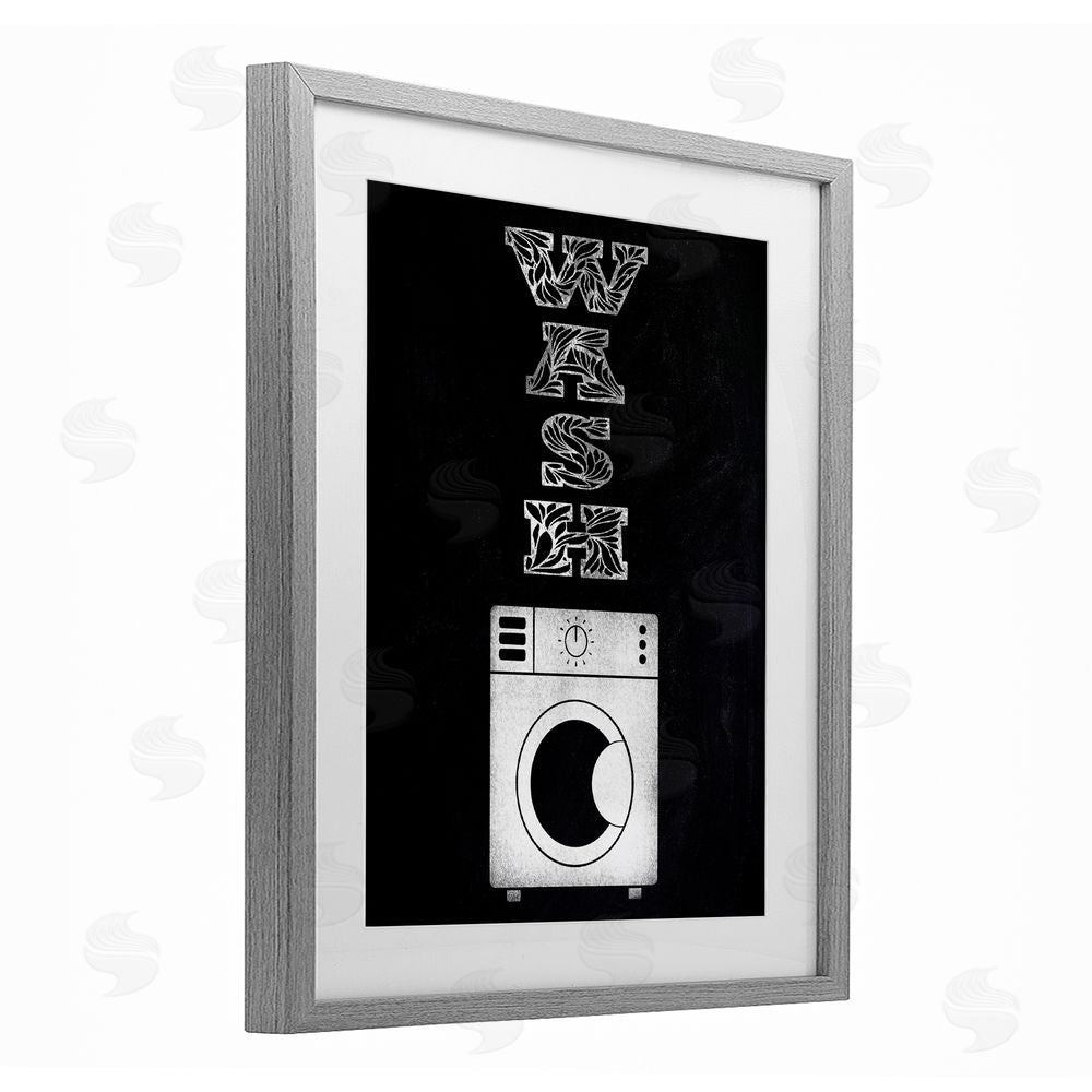 Marcus Prime Laundry Wash Ornate Letters Gray Framed Print Under Glass Wall Art