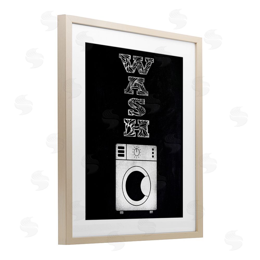 Marcus Prime Laundry Wash Ornate Letters Brown Framed Print Under Glass Wall Art
