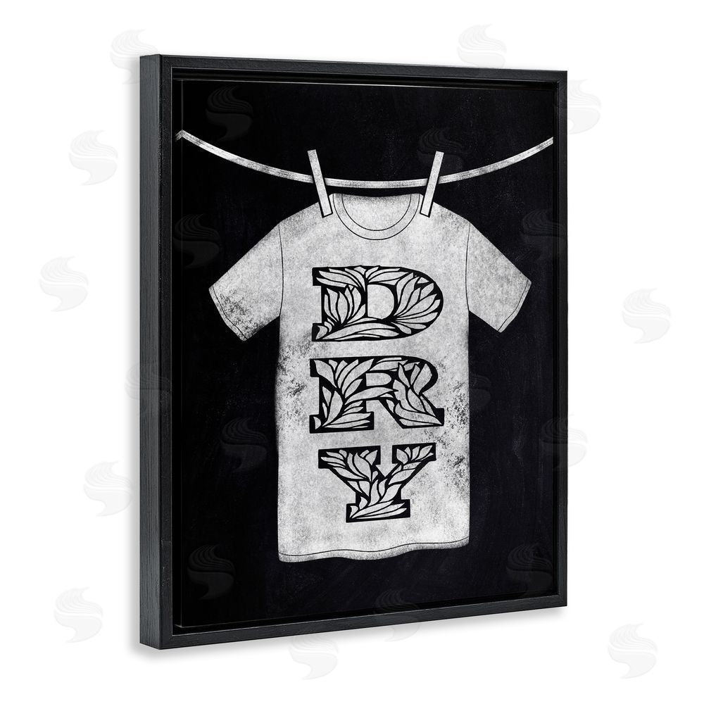 Marcus Prime Laundry Dry Ornate Letters Black Floating Frame Canvas Wall Art Print