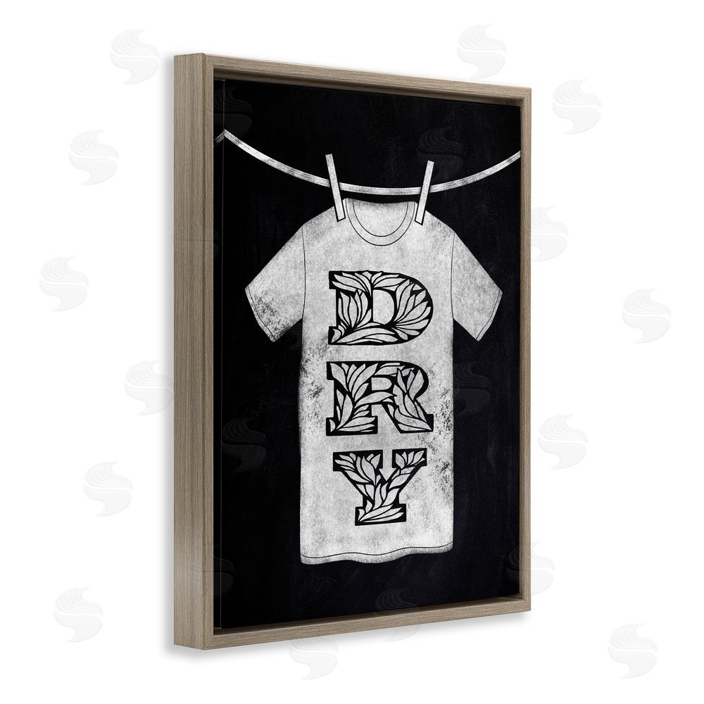 Marcus Prime Laundry Dry Ornate Letters Brown Floating Frame Canvas Wall Art Print