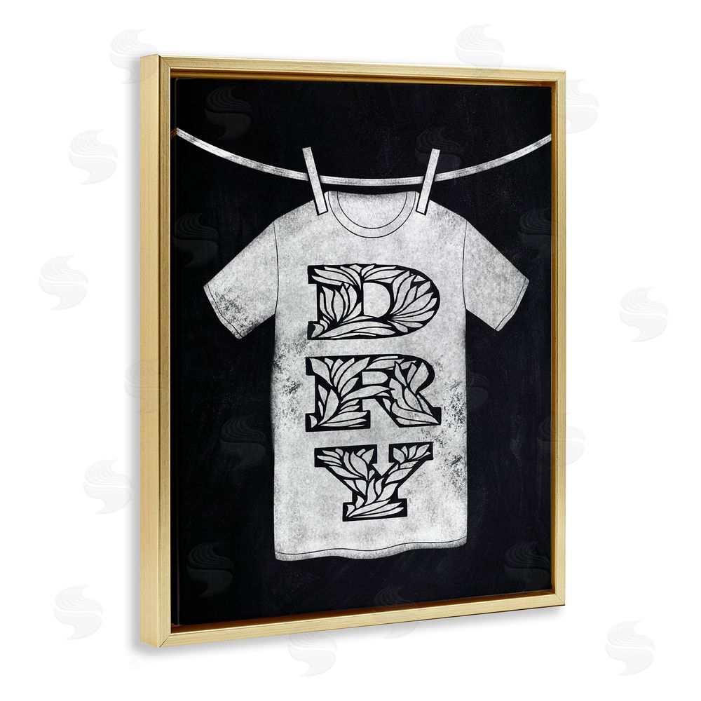Marcus Prime Laundry Dry Ornate Letters Gold Floating Frame Canvas Wall Art Print