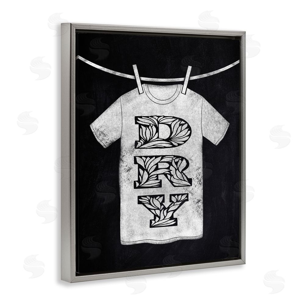 Marcus Prime Laundry Dry Ornate Letters Gray Floating Frame Canvas Wall Art Print
