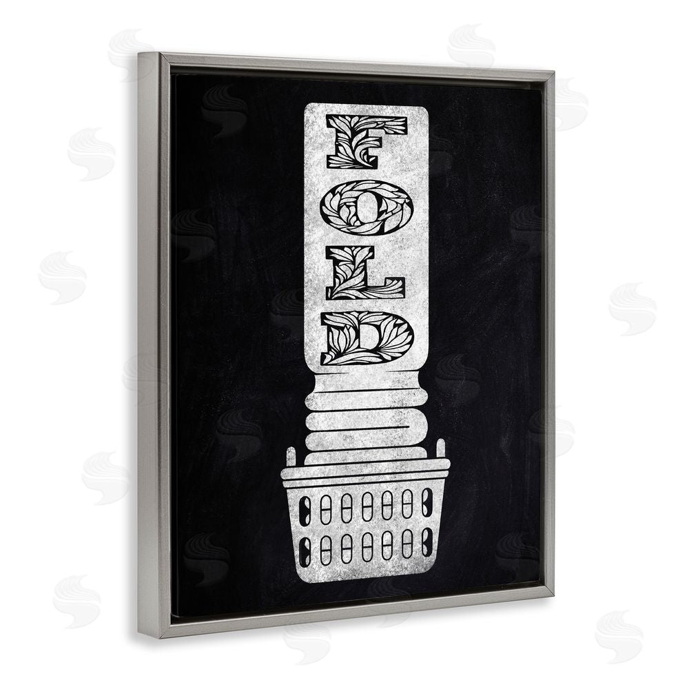 Marcus Prime Laundry Fold Ornate Letters Gray Floating Frame Canvas Wall Art Print